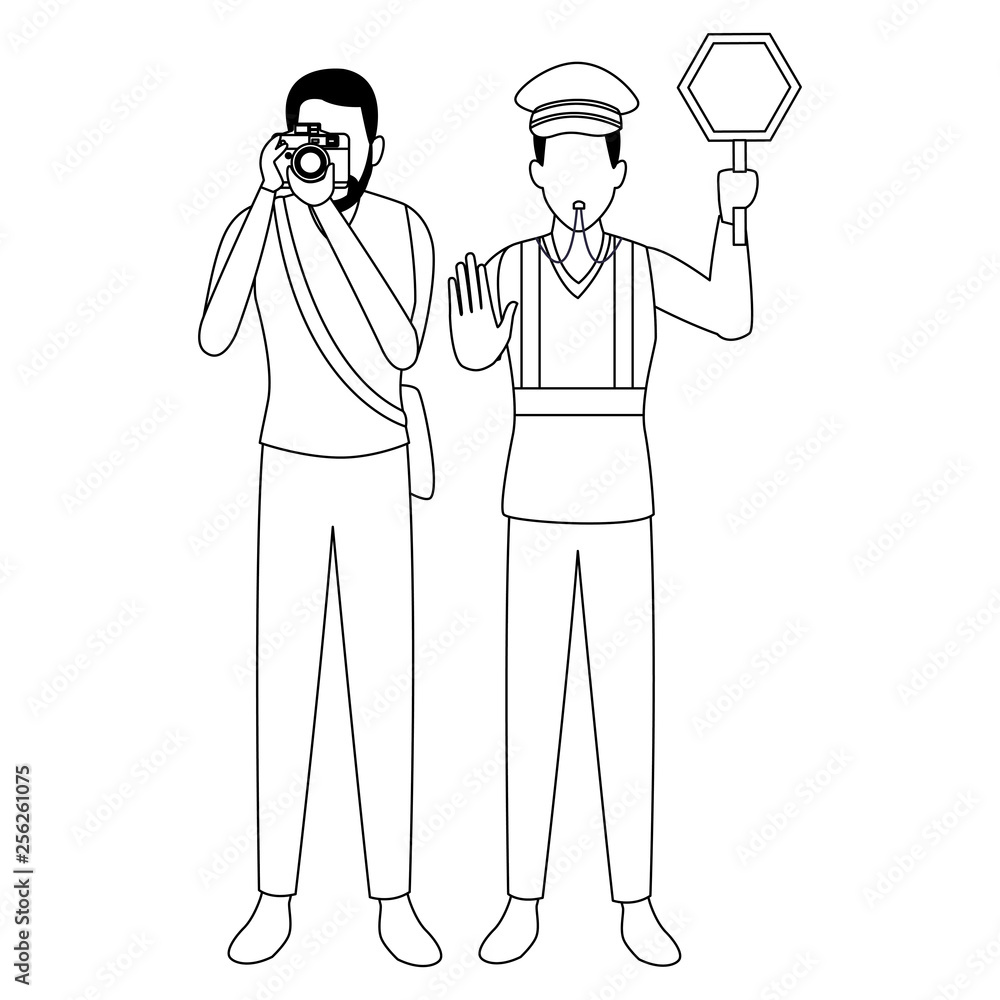 Jobs and professions avatars in black and white Jobs and professions avatars in black and white