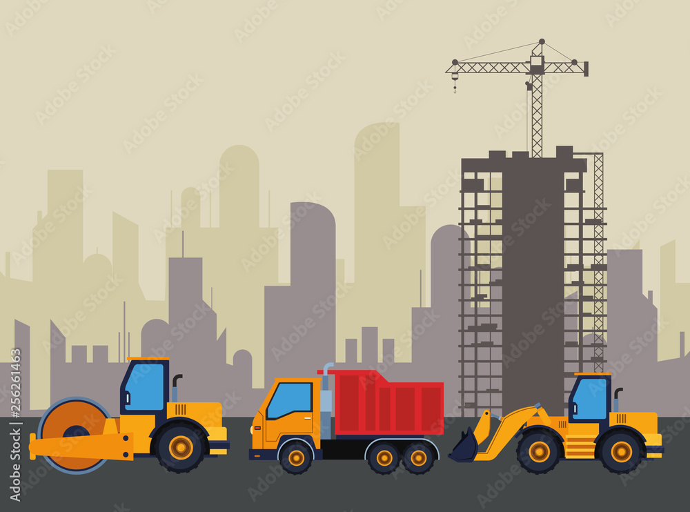 Construction vehicles machinery colorful Construction vehicles machinery colorful