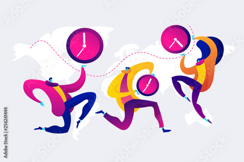 Time zones concept vector illustration.
