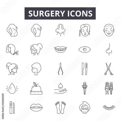 Surgery line icons for web and mobile. Editable stroke signs. Surgery  outline concept illustrations