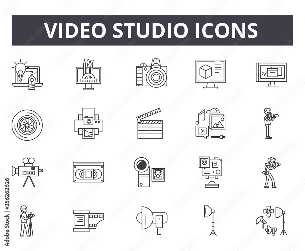 Fotografie Video studio line icons for web and mobile
