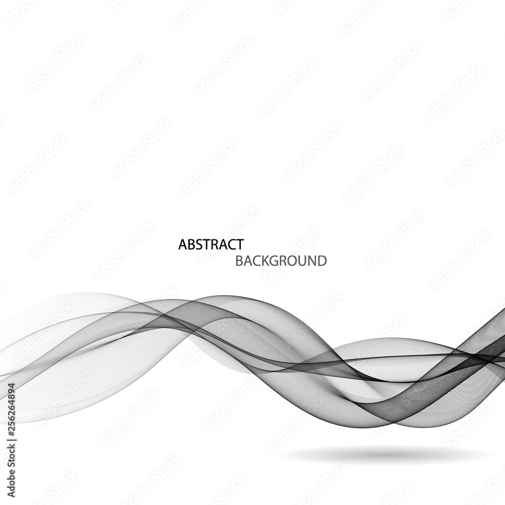  Horizontal stylish gray wave on a white background.