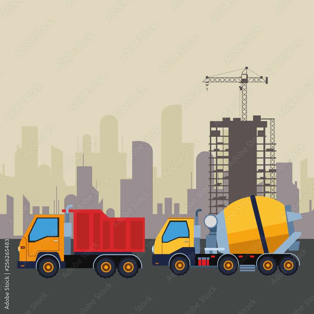 Construction vehicles machinery colorful Construction vehicles machinery colorful