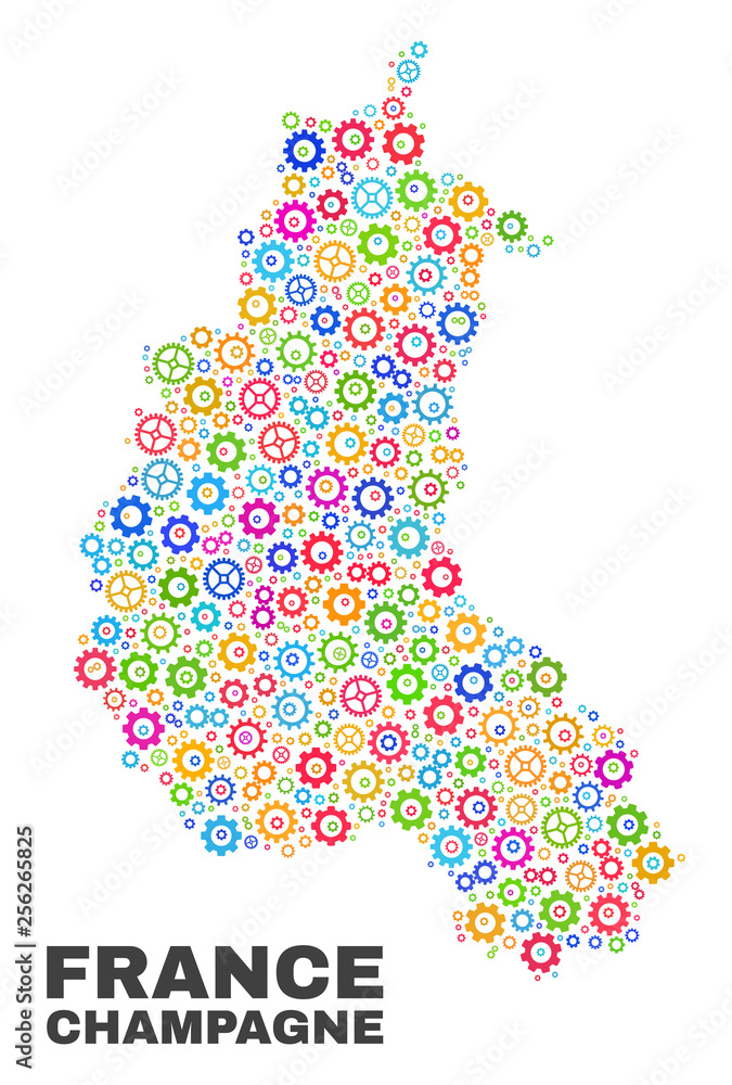 Mosaic technical Champagne Province map isolated on a white background. Vector geographic abstraction in different colors. Mosaic technical Champagne Province map isolated on a white background. Vector geographic abstraction in different colors.