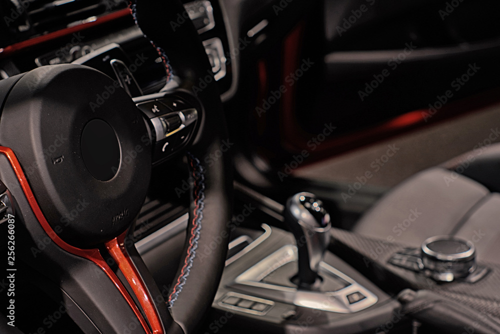 sportcar interior with red accents sportcar interior with red accents