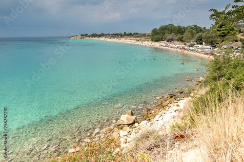 Fototapeta Naklejka Na Ścianę i Meble -  Amazing Seascape with Agios Ioannis Beach at Sithonia peninsula, Chalkidiki, Central Macedonia, Greece