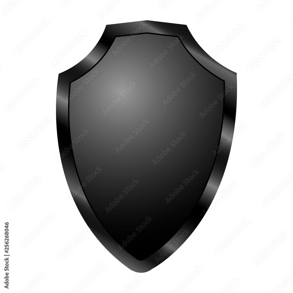 Isolated shield on white background. Vector illustration of the shield. Emblem, symbol, shield icon Isolated shield on white background. Vector illustration of the shield. Emblem, symbol, shield icon