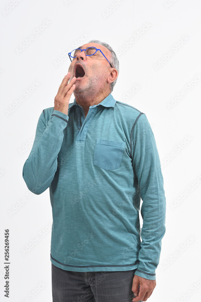 man yawning on white background man yawning on white background