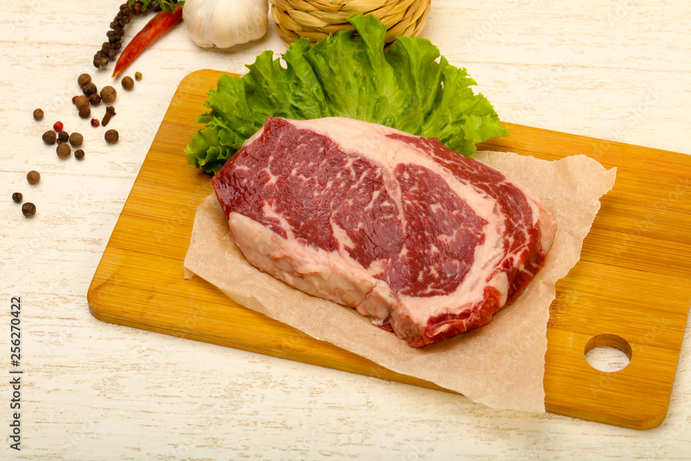 Rib eye raw steak