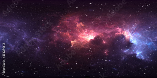 360 degree stellar system and nebula. Panorama, environment 360 HDRI map. Equ...