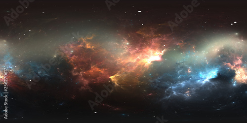 Fototapeta Naklejka Na Ścianę i Meble -  360 degree stellar system and nebula. Panorama, environment 360 HDRI map. Equirectangular projection, spherical panorama
