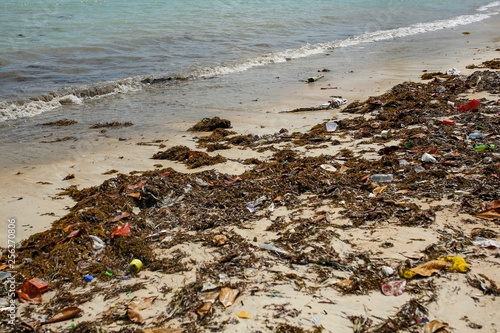 very polluted beach in Thailand