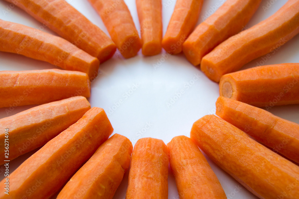 Carrots in the form of rays with space for text.