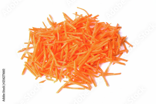 Fresh carrot slices on white background
