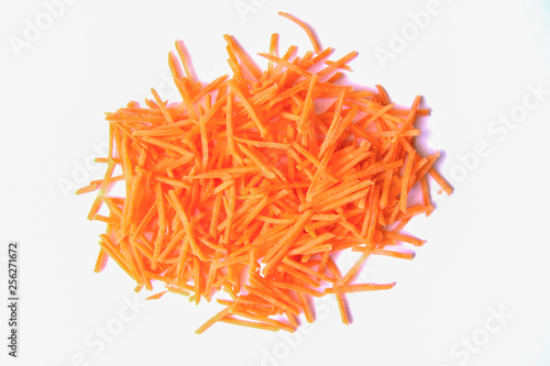 Fresh carrot slices on white background
