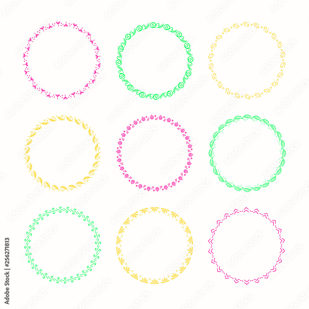 Holiday collection of vector graphic circle frames. Wreaths for Christmas design Holiday collection of vector graphic circle frames. Wreaths for Christmas design