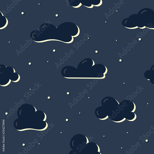 Seamless pattern with cartoon clouds. Great for prints, textiles, covers, gift wrappers, backdrops