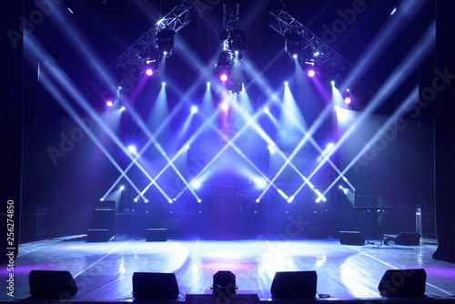 Free stage with lights, lighting devices. photo
