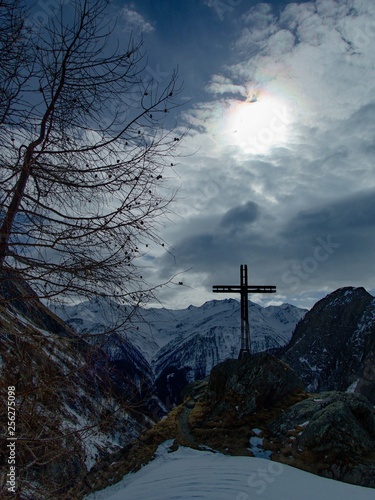 beautiful winter landscape skitouring in venedigergruppe