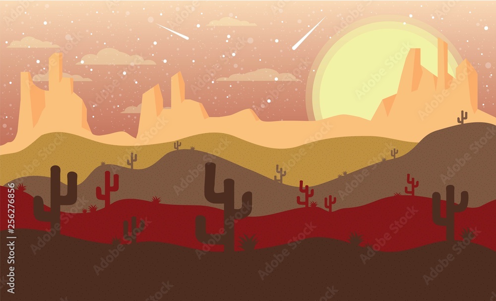 Desert background with cactus.