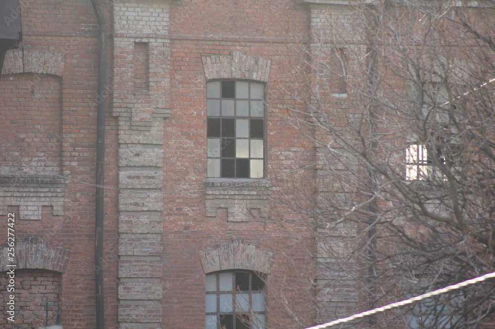 old brick wall with windows old brick wall with windows