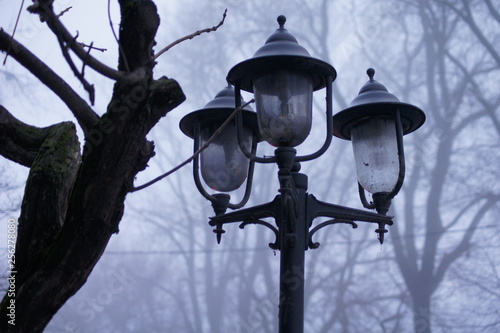 street lamp on blue sky background