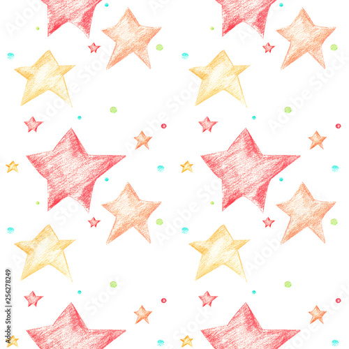 Seamless pattern with stars on a white background.