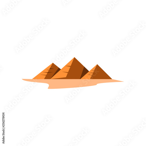 Egyptian pyramids in desert. Group of pyramids on sand. Can be used for topics like landmark  Egyptology  heritage