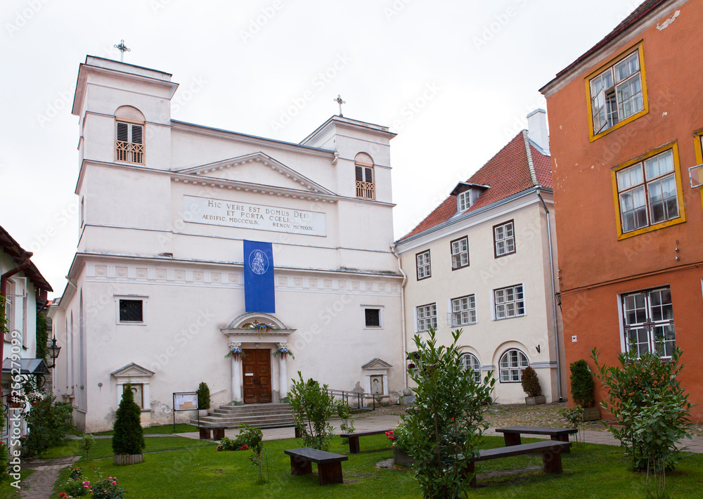 The yard of the  monastery in the Old city. Tallinn, Estonia