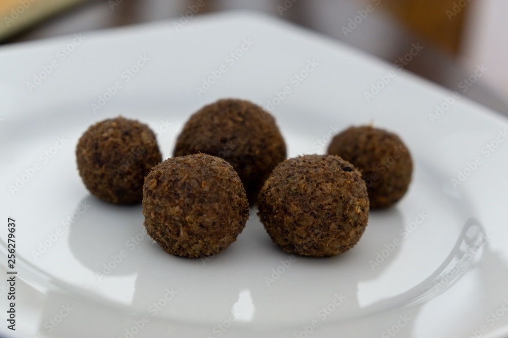 RAW vegan coffee balls on the plate. Slovakia RAW vegan coffee balls on the plate. Slovakia