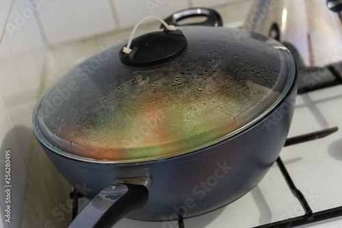 Vegetables boiling in the pot. Slovakia