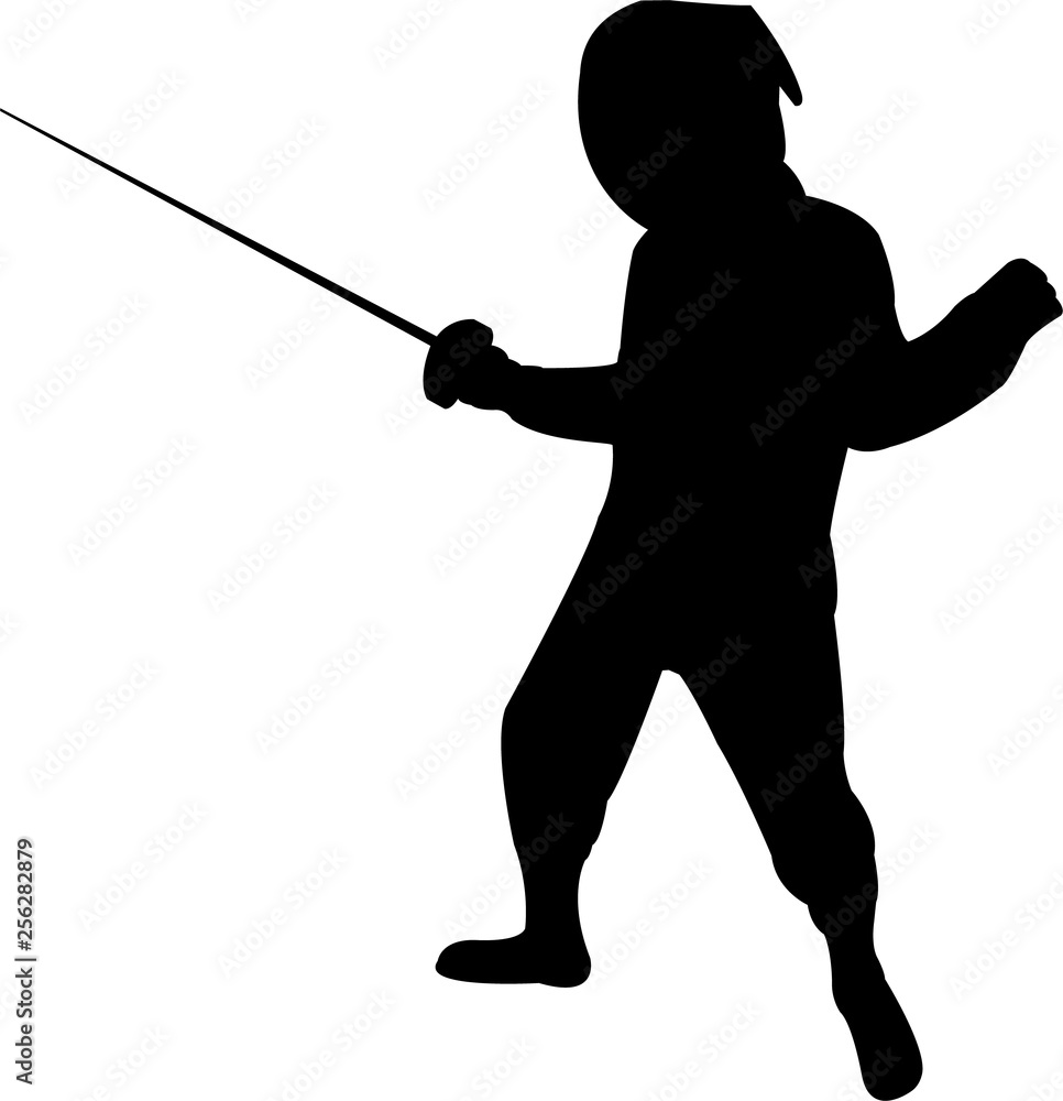 Obraz premium sword player girl silhouette vector