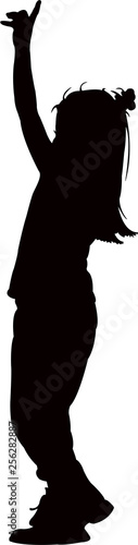 a girl raising her hand silhouette vector