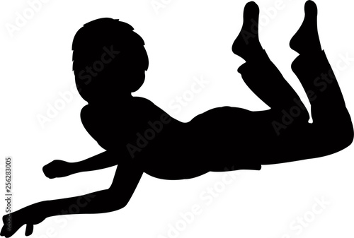 a child crawling silhouette vector