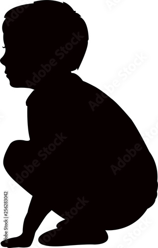 child sitting body silhouette vector