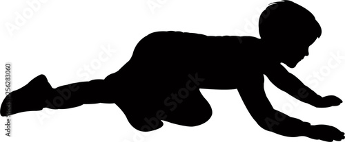 a child crawling silhouette vector