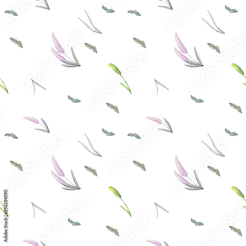 Watercolor seamless pattern with violet wildflowers