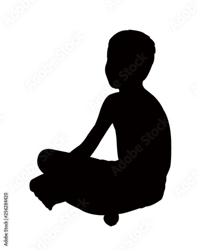 child sitting body silhouette vector