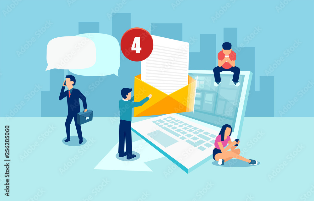 Vector concept of social media networking, digital communication via email Vector concept of social media networking, digital communication via email
