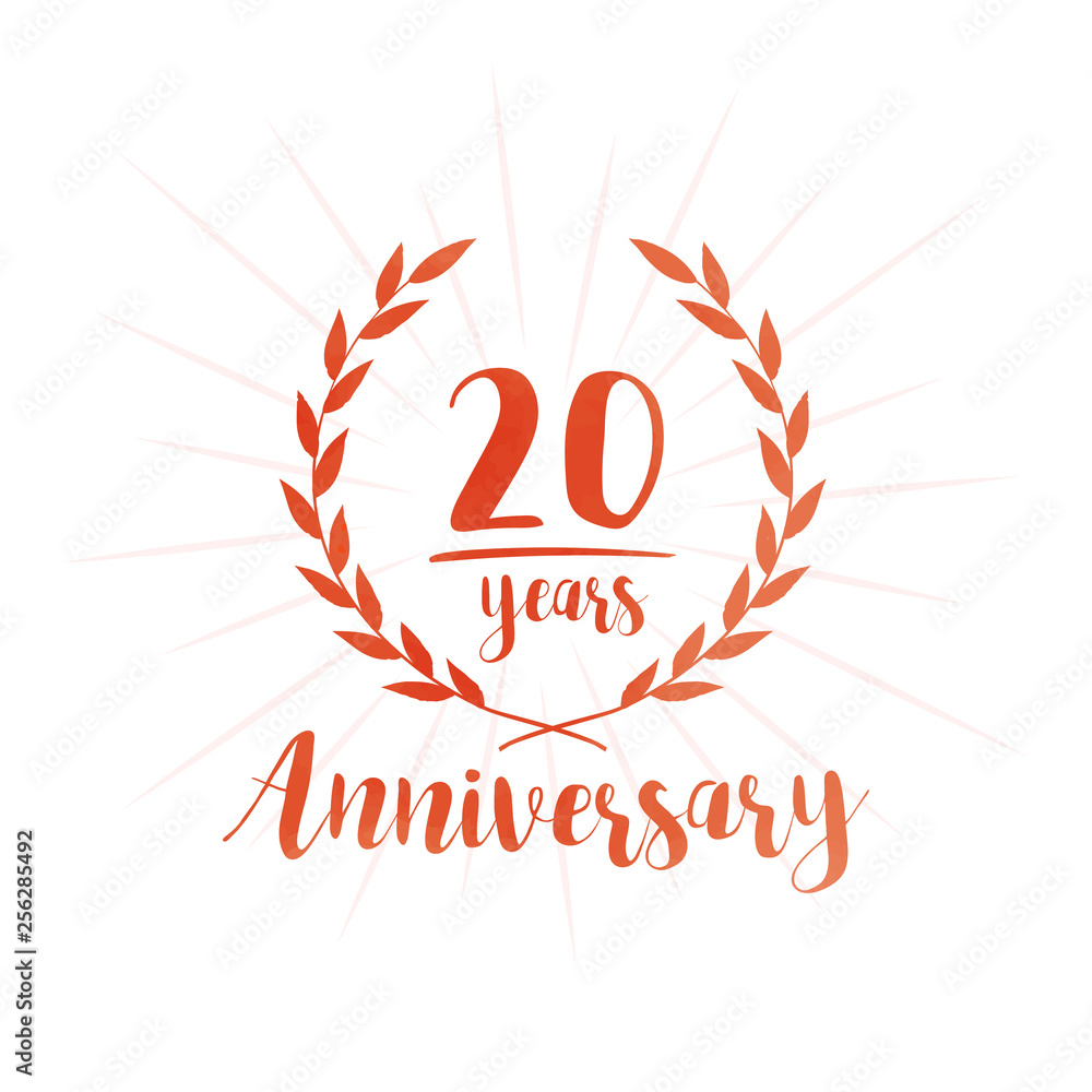 20 years anniversary celebration logo. Anniversary watercolor design template. Vector and illustration. 20 years anniversary celebration logo. Anniversary watercolor design template. Vector and illustration.