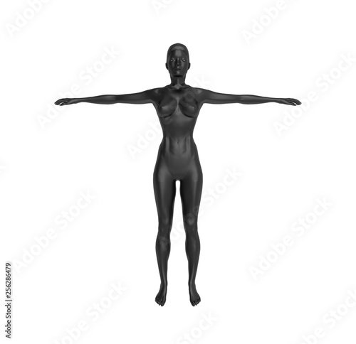 Human Black Body on isolated white  3D Rendering