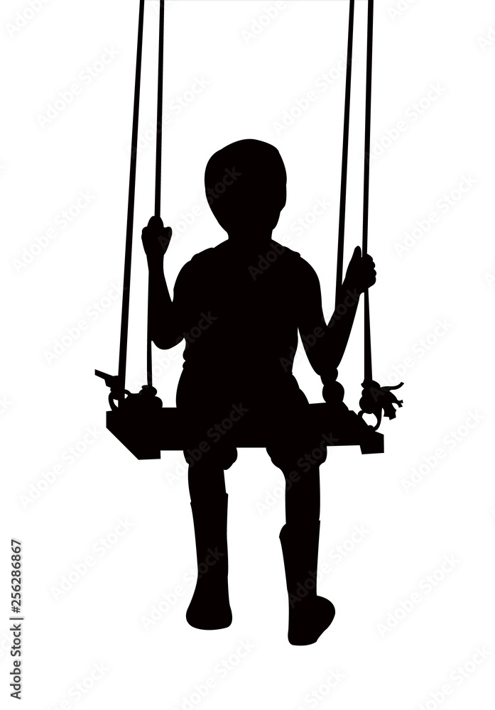 boy swinging silhouette vector