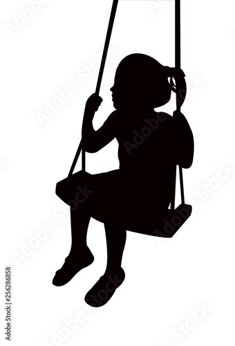 a girl swinging ailhouette vector