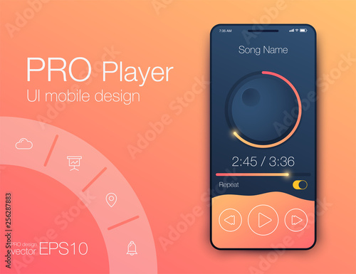 UX audio player templates. Stock vector eps10
