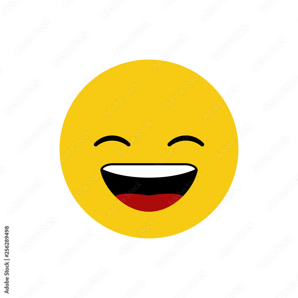 Isolated yellow smiling face with the white teeth icon Isolated yellow smiling face with the white teeth icon