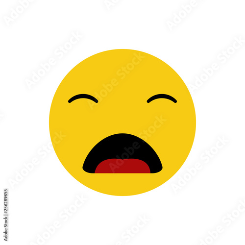 A distraught smiley, weary face expression via emoji