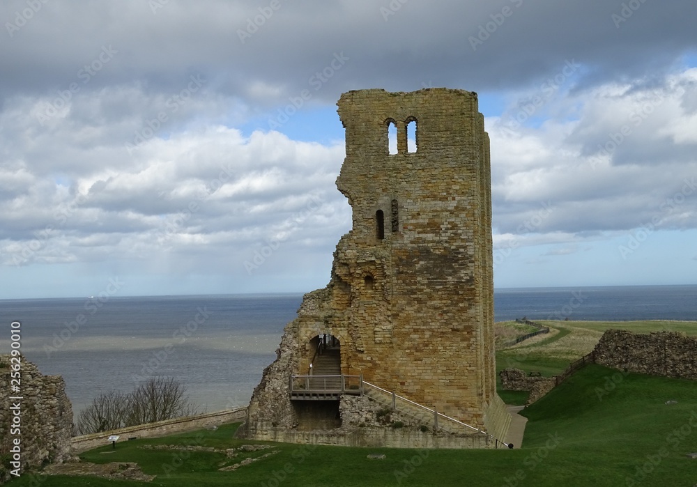 Cloudy skies over Scarborough Castle, North Yorkshire, England, UK