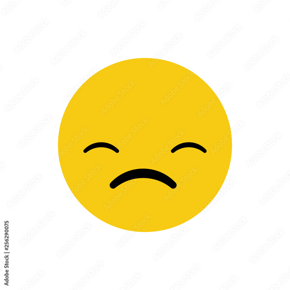 Fototapeta premium Worried emoji isolated on white background. Concerned emoticon 3d rendering
