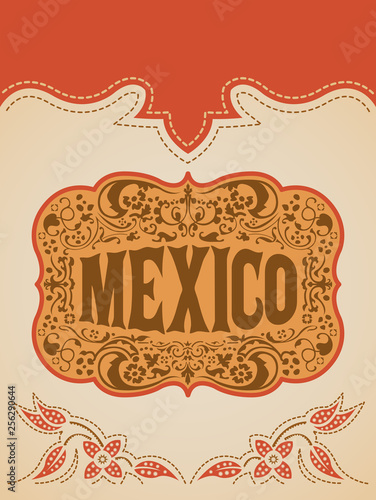 Mexico Western Style, Mexican Theme vector poster card template