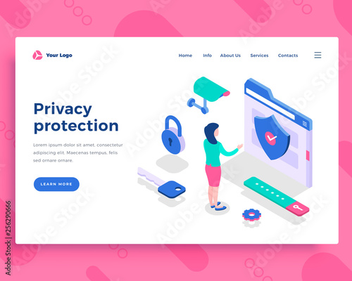 Privacy protection concept, office woman interact with folder.